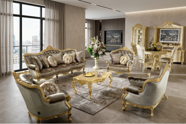 Garnitur 3211 Sëtzer Couchtisch Bäistelltisch Wunnlandschaft Canapé Couch 5tlg.