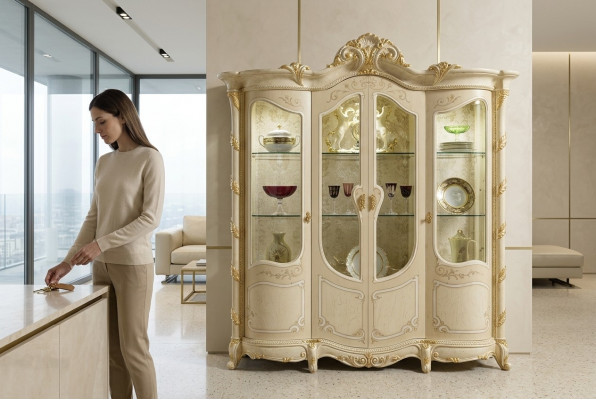 Schaf Vitrine Iesszëmmer Kommode Holz Schranken Miwwelen Wunnzëmmer Kommode Glas