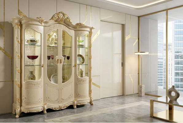 Schaf Vitrine Iesszëmmer Kommode Holz Schranken Miwwelen Wunnzëmmer Kommode Glas