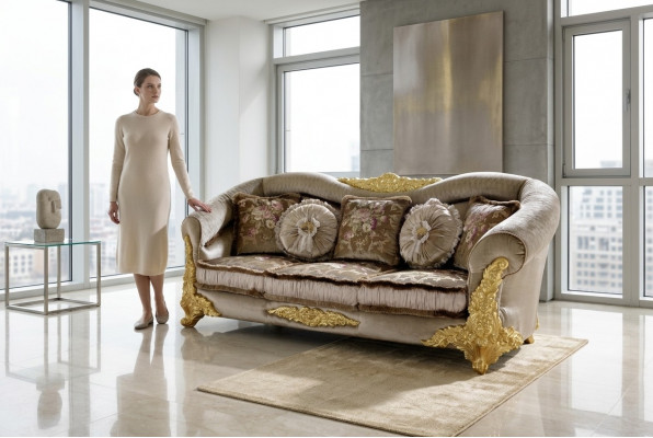 Canapé Canapé Stoff Canapé 3 Sëtzer Stoff Dräisëtzer Design Polster Luxus Sëtz Neit