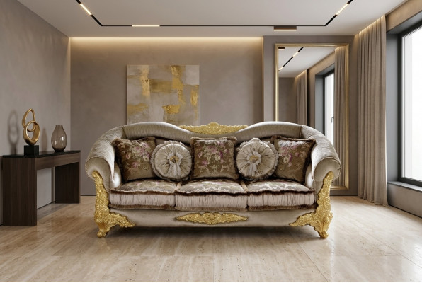 Canapé Canapé Stoff Canapé 3 Sëtzer Stoff Dräisëtzer Design Polster Luxus Sëtz Neit