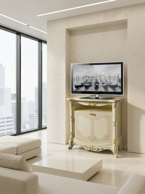 TV-Säitendësch rtv Wunnzëmmer Design Regal Beige Holz Regaler Lowboard Italien Nei