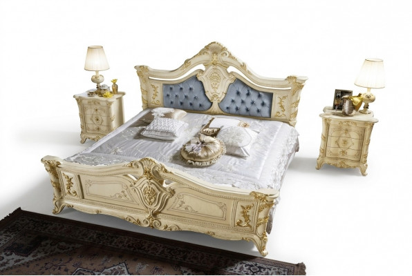 Bett Chesterfield Miwwelen Lieder Schlofzëmmer Hotel Barock Klassesch Bett Luxus