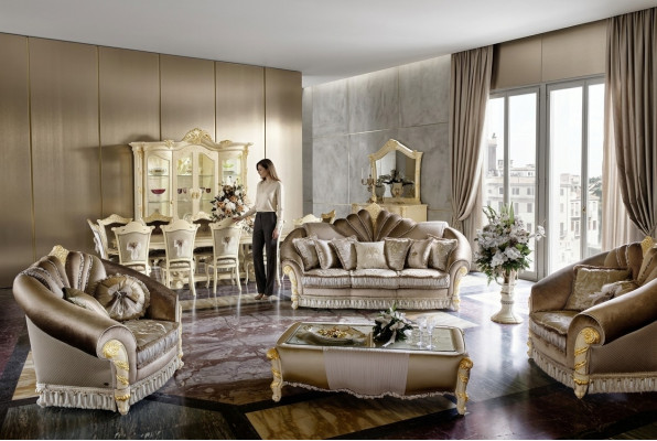 Luxus Miwwelen Sofa Garnitur Couch Sofa Polster 3+1+1 Sëtz + Kaffisdësch Holz nei