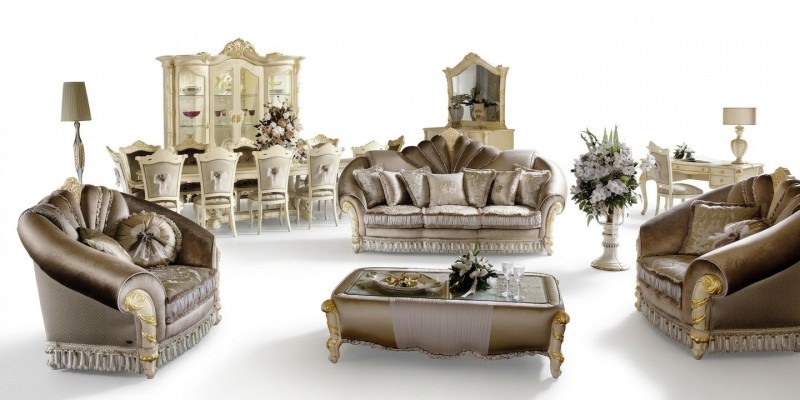 Luxus Miwwelen Sofa Garnitur Couch Sofa Polster 3+1+1 Sëtz + Kaffisdësch Holz nei