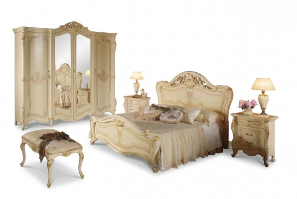 Bett Holz Schlofkummer Set Miwwelen Modern Luxus Better Nei 2x Nuetsdësch 3 Stéck