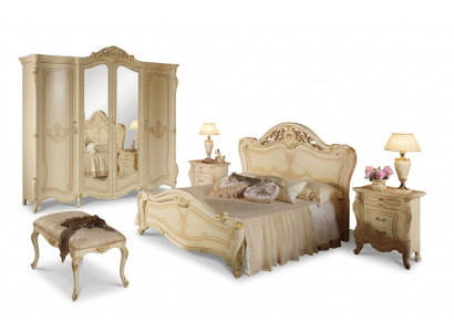 Bett Holz Schlofkummer Set Miwwelen Modern Luxus Better Nei 2x Nuetsdësch 3 Stéck