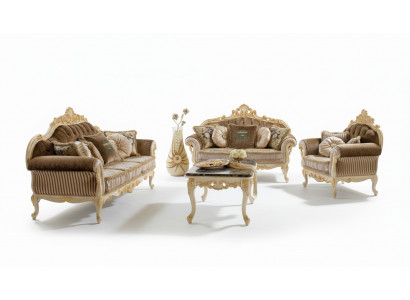 Canapé Couchage Samt Polster Sëtz 3+2 Sëtzer Garnitur Design Holz Canapé Italienesch