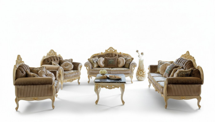 Komplett Set Sofagarnitur 3 2 1 Plaz + Clubdësch Design Couch 4tlg. Stoffsofa