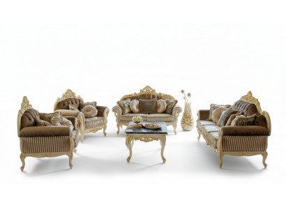 Komplett Set Sofagarnitur 3 2 1 Plaz + Clubdësch Design Couch 4tlg. Stoffsofa