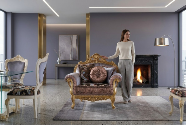 Art déco Design Fauteuil Textil Wunnzëmmer Lounge Nei Luxus Design Miwwelen Still