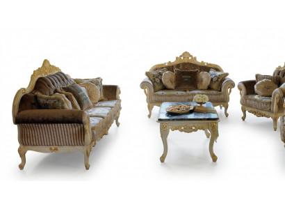 Soffagarnitur 3+2 Sëtz Wäinstuff Polstermöbel Art déco Sofa Stoffsofa Soffen
