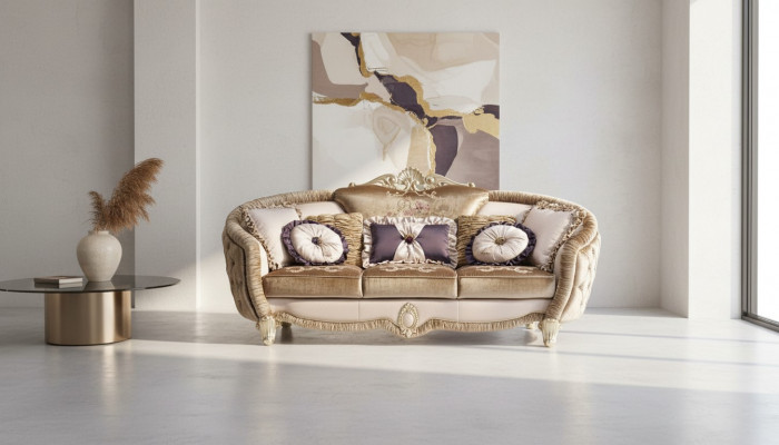 Klassesch Mokessen 3-Sëtzer Textil Couchen Textil Sofa Sofa Dräisëtzer Couch Nei