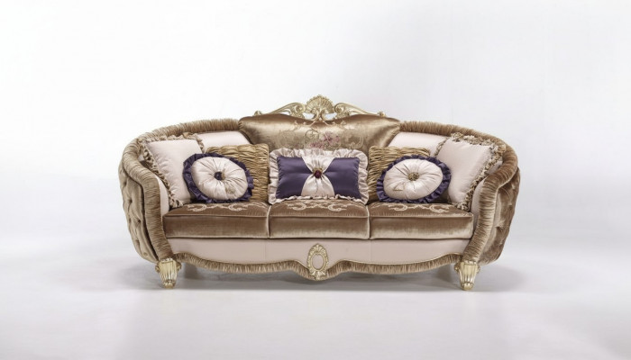 Klassesch Mokessen 3-Sëtzer Textil Couchen Textil Sofa Sofa Dräisëtzer Couch Nei