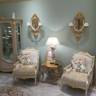 Fautteuil Canapé Couch-Dësch Dësch Canapéen Wunnzëmmer Set 2x Fautteuil Niewendësch 3-dëelg.