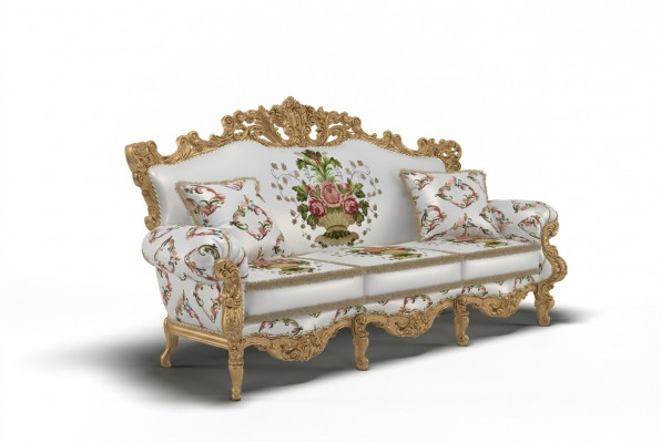 Klassesch Design Polster Luxus Sëtz Sofa Couch Samt Textil 3 Sëtzer Neit Miwwel