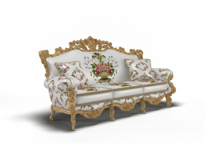 Klassesch Design Polster Luxus Sëtz Sofa Couch Samt Textil 3 Sëtzer Neit Miwwel