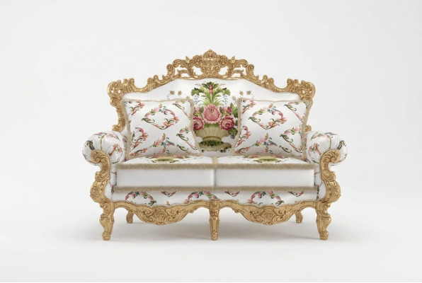 Klassesch Polster Canapéen Bank Canapé Sofasuucht Miwwel Sofa Zweesëtzer 2 Sëtz Italien