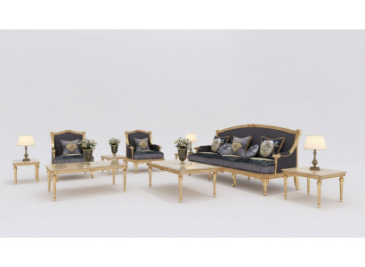 Wunnlandschaft Sofa Canapé 6-Teile Garnitur 3-2-1 Plaz Canapé Dësch 2x Niewendësch