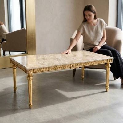Couchtisch Bäistelltëscher Wunnzëmmer Rechteckeg Kaffi Luxusdesign Couchdësch