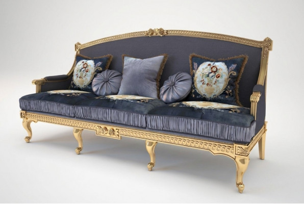 Design Couch Këssen Sofa Sofen 3 Sëtz Dräisiwwer Stoffsofa Wunnzëmmer Italien