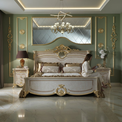 Bett Schlofzëmmer Better Duebelbett Bettgestell Hotel Design Polster Luxus Miwwelen