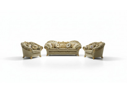 Sofagarnitur 3+1+1 Plazen Sofas Couch Polster Garnitur Miwwelen Couchen Stof Nei