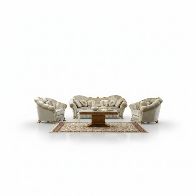 Wunnzëmmer Stoff Couch Couchgruppeset 3+1+1 Sëtzer Sofa Sitzpolster Italien