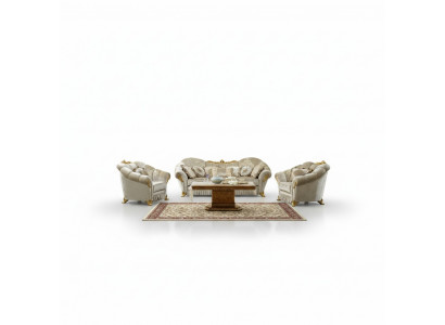 Wunnzëmmer Stoff Couch Couchgruppeset 3+1+1 Sëtzer Sofa Sitzpolster Italien