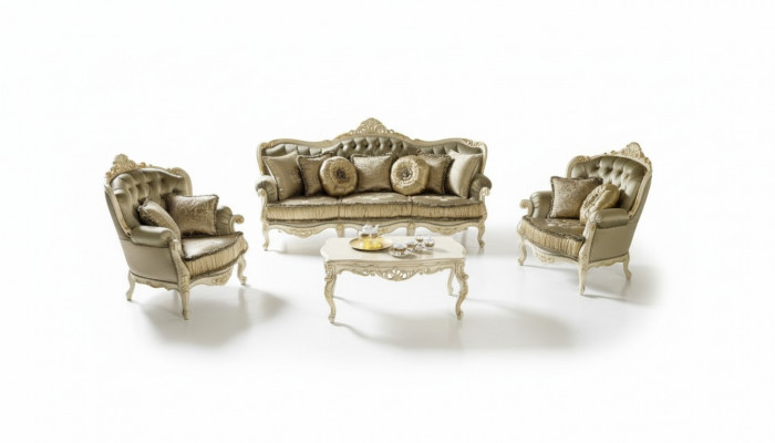 Sofa-Garnitur 3+1+1 Sëtzer Set Design Sofas Polster Couches Relax Canapé Sofa Neit