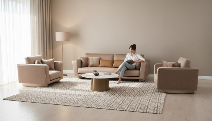Canapé-Set 3+1+1 Sëtzer Set Design Sofa Polster Canapéen Canapé Klassesch 3 Deeler.