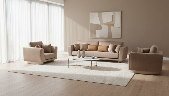 Canapé-Set 3+1+1 Sëtzer Set Design Sofa Polster Canapéen Canapé Klassesch 3 Deeler.