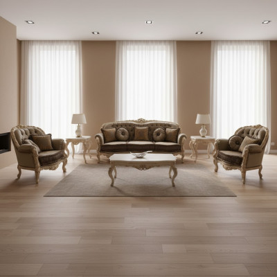 Sofa Canapé Stoff Polster Sëtz 3+1+1 Sëtzer Garnitur Design Canapéën Sofae Nei