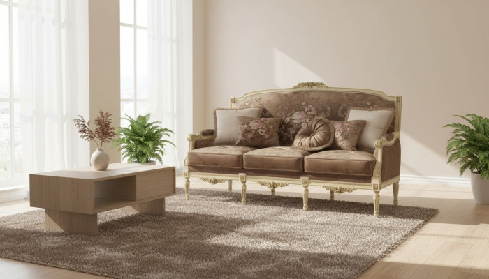 Canapé Këssen Sofa 3 Sëtzer Textilcanapé Original Couchen Sofa Dräisëtzer Miwwelen