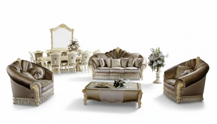 Klassesch Designer Couch Polster Sofa Garnitur 3+1+1 Sëtzer Couche Sofas Textil