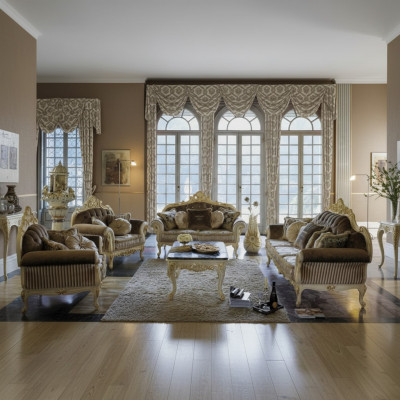 Klassesch Wunnlandschaft Canapéen Sofen Polstersofa Sofaset 3+2+1 Sëtzer