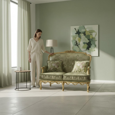 Sofa 2-Sëtzer Klassesch Canapéë Luxus Miwwel Sofas Gepolstert Canapé Nei Zweisëtzer