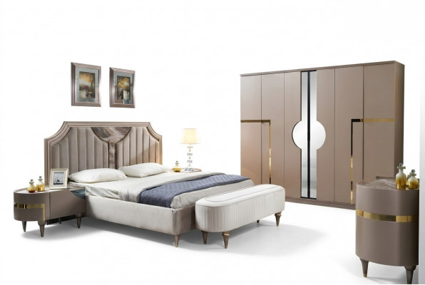 Miwwelen Modern Luxus Better Neit Bett 2x Nuetsdësch 3 Deeler Schlofzëmmer Set Design