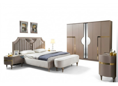 Miwwelen Modern Luxus Better Neit Bett 2x Nuetsdësch 3 Deeler Schlofzëmmer Set Design