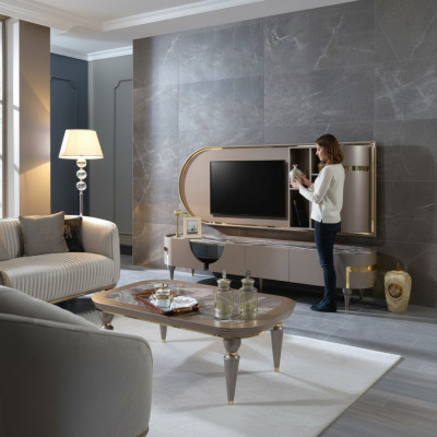 TV Schaf Lowboard RTV Miwwelen Schief Wunnzëmmerschaf Sideboard Kommode Nei