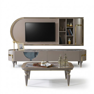 TV Schaf Lowboard RTV Miwwelen Schief Wunnzëmmerschaf Sideboard Kommode Nei
