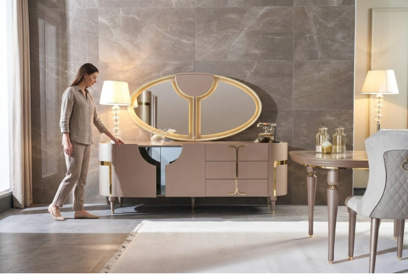 Konsole Miwwel Holzkascht Spigel Kommode Schaf Luxus-Kommoden Schaf Regal