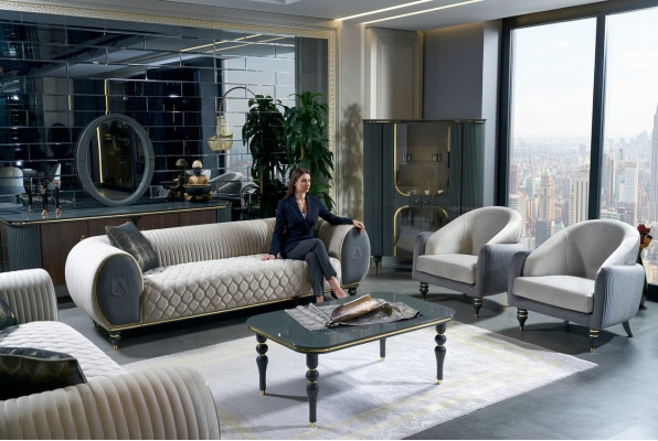 Design Sofas Gepolstert Couchen Stoff Relax Modern Sofagarnitur 3+1+1 Sëtzer Set