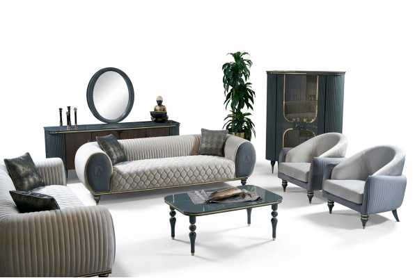Design Sofas Gepolstert Couchen Stoff Relax Modern Sofagarnitur 3+1+1 Sëtzer Set