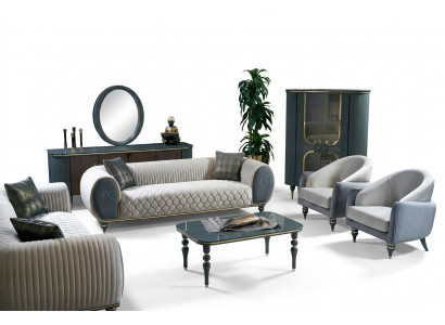 Design Sofas Gepolstert Couchen Stoff Relax Modern Sofagarnitur 3+1+1 Sëtzer Set