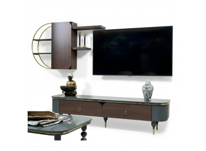 Holz Design TV Miwwel Regal Schief Schaf Wand Regal Wohnwand Schief Side Low Board