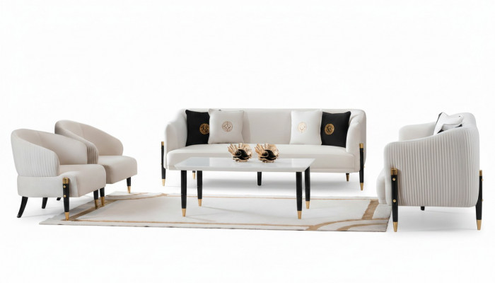 Garnitur Design Sofas Sofa Couch Samt Polster Sëtz 3+3+1+1 Sëtzer Sofagarnitur