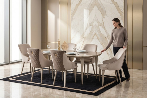 Miwwelen Iesszëmmer Dëscher Ariichtung Iessdësch Luxus Dësch Massiv Holz Iessdëscher