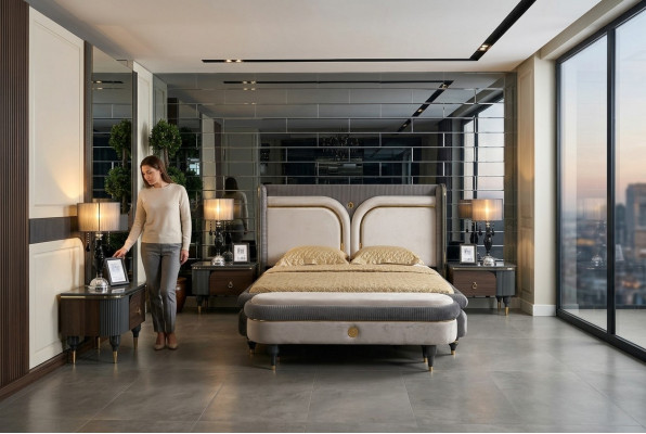 Bett 2x Nuetsdësch 3tlg. Set Better Duebelbett Schlofkummer Hotel Bestietnis Luxus Nei