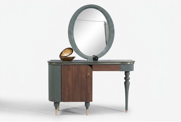 Schlofzëmmer Miwwelen Designs 2tlg Make-up Dësch Kosmetikdësch Friséierdësch Spigel